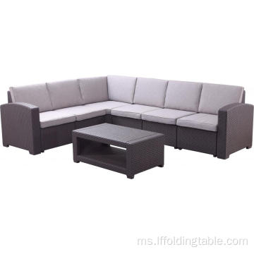 5 Pakej L Bentuk Set Sofa plastik luar